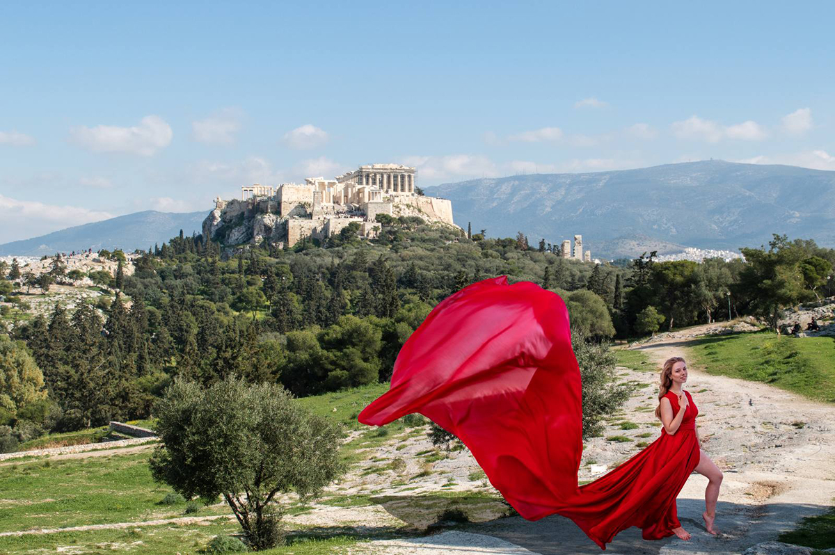 athens flying dress photoshoot