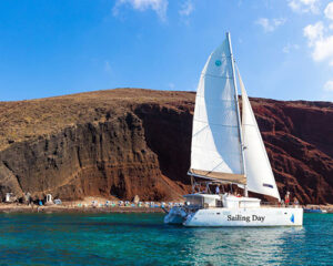 Catamaran santorini sailing